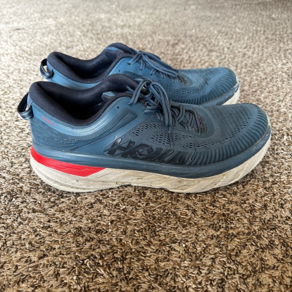 Hoka Men’s 10 Bondi 7 Blue Teal Running Athletic Gym‎ Shoes Sneakers